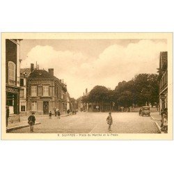 carte postale ancienne 51 SUIPPES. La Poste Place du Marché