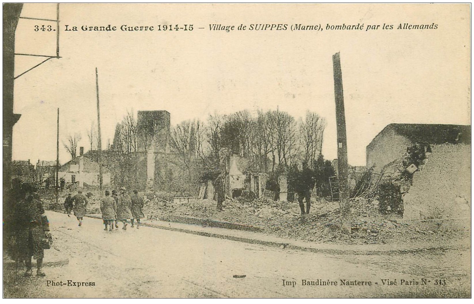 carte postale ancienne 51 SUIPPES. Village bombardée