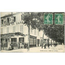 carte postale ancienne 42 FEURS. Hôtel de la Gare 1909