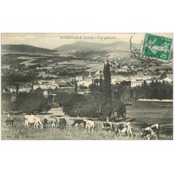 carte postale ancienne 42 NOIRETABLE. Vue et Vaches 1914