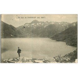 carte postale ancienne 09 NAGUILLLE le Lac avec promeneur