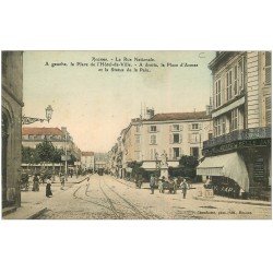 42 ROANNE. Rue Nationale 1911. Belle Jardinière et Statue de la Paix