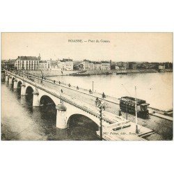 carte postale ancienne 42 ROANNE. Tramway à Impérial Pont du Coteau