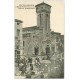 carte postale ancienne 42 ROCHE-LA-MOLIERE. Eglise et Marché Jour de Fêtye