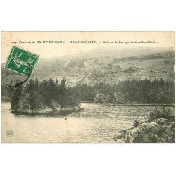 carte postale ancienne 42 ROCHETAILLEE. Le Barrage du Gouffre d'Enfer et Ile 1912