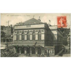 carte postale ancienne 42 SAINT-ETIENNE. Le Théâtre 1915 et Café du Théâtre