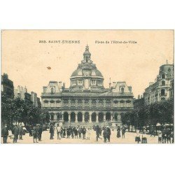 carte postale ancienne 42 SAINT-ETIENNE. Place Hôtel de Ville 1931