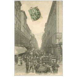 42 SAINT-ETIENNE. Rue du Général Foy 1907. Vieux métiers Homme Sandwich "" Au Phare "". Au Bonheur des Dames