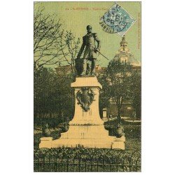 carte postale ancienne 42 SAINT-ETIENNE. Statue Francis Garnier 1907. Superbe carte toilée