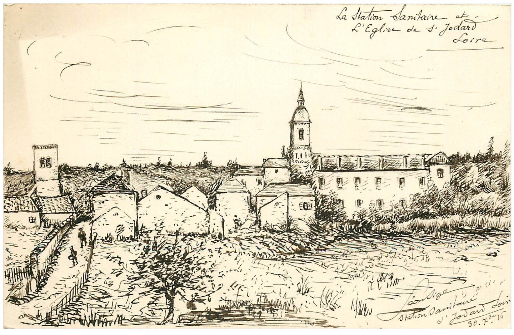 carte postale ancienne 42 SAINT-JODARD. L'Eglise vers 1900