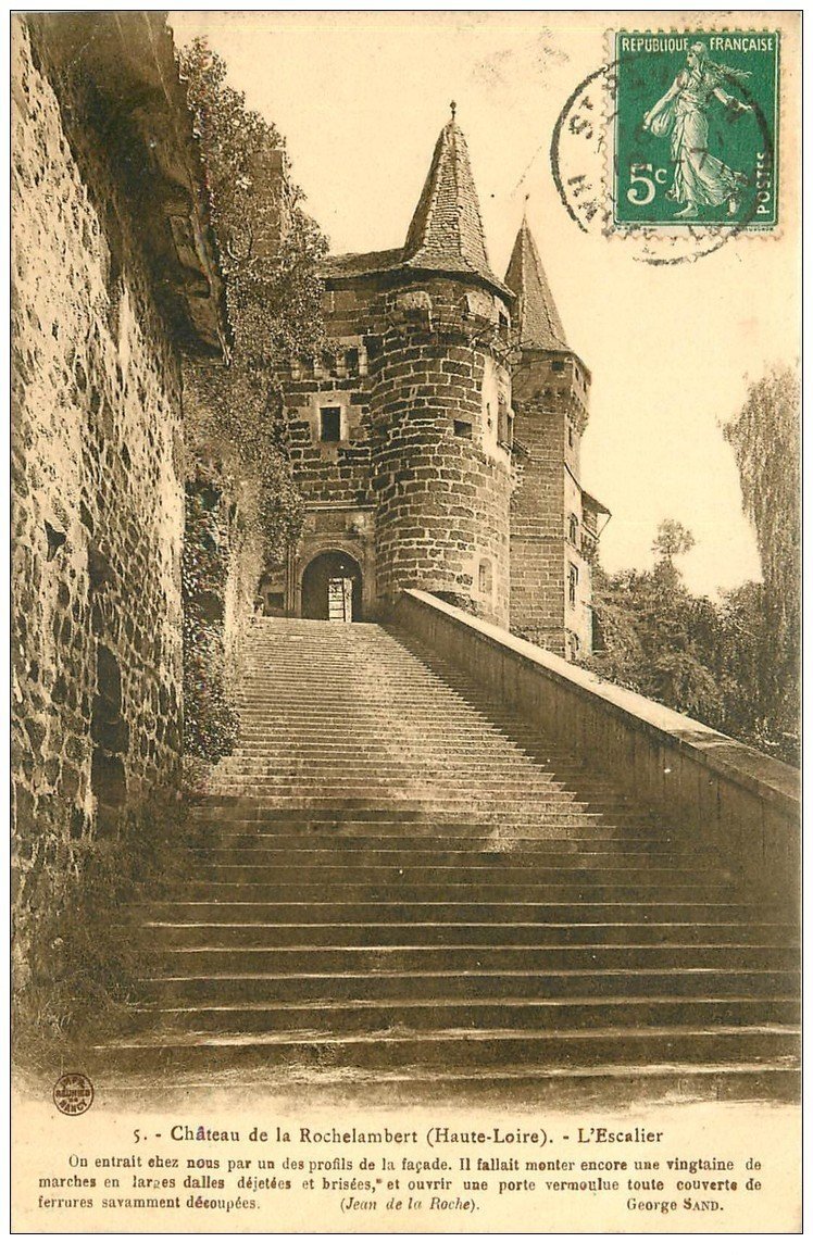 carte postale ancienne 43 CHATEAU DE LA ROCHELAMBERT vers 1912