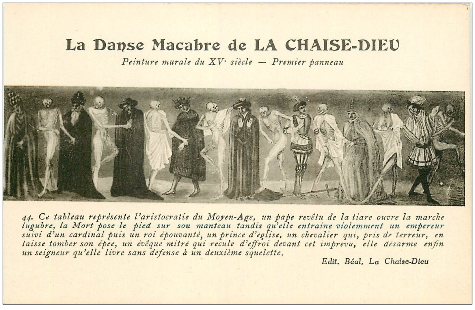 carte postale ancienne 43 LA CHAISE-DIEU. Peinture Danse Macabre