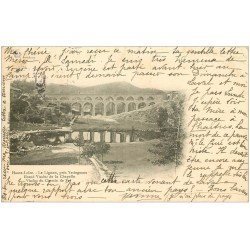 carte postale ancienne 43 LE LIGNON. Viaduc Chapelle et du Chemin de Fer 1904