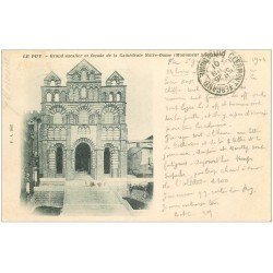 carte postale ancienne 43 LE PUY. Escalier Cathédrale 1901