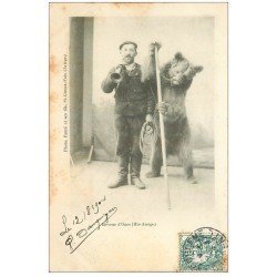 carte postale ancienne 09 SAINT-GIRONS-FOIX. Eleveur d'Ours 1904 avec sa corne avertisseur