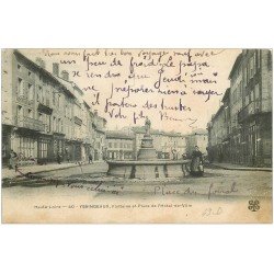 43 YSSINGEAUX. Fontaine Place Hôtel de Ville 1904. Café Bailly et Mazet