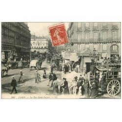 PARIS 08. Hippomobile Omnibus à Impériale Rue Saint-Lazare 1910