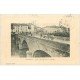 carte postale ancienne 09 SAVERDUN. Quai et Attelage sur le Pont sur l'Ariège 1915