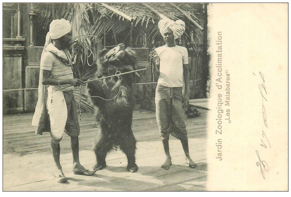 75 PARIS 16. Les Malabares dresseurs d'Ours. Jardin Zoologique d'Acclimatation vers 1900