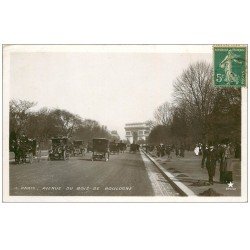 PARIS 16. Fiacres et Taxis Avenue Foch. Carte Photo émaillographie vers 1909