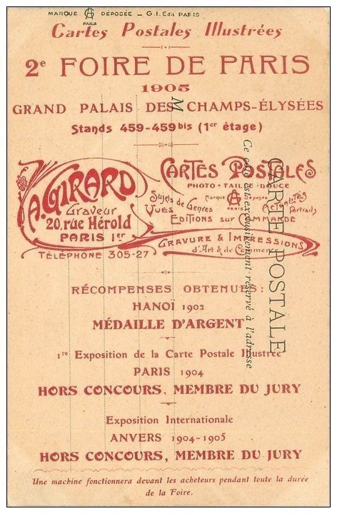 carte postale ancienne 75 PARIS. Foire de Paris Cartes Postales Illustrées 1905. Grand Palais de Champs Elysées. Girard graveur