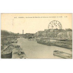 PARIS 04. Canal Saint-Martin 1908 péniches