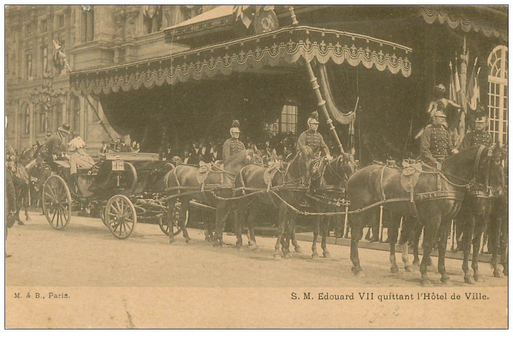 PARIS 04. Edouard VII quittant Hôtel de Ville