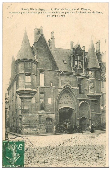 PARIS 04. Hôtel de Sens rue Figuier 1908