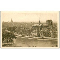 carte postale ancienne PARIS 04. Notre-Dame et Panthéon