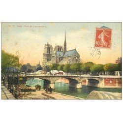 carte postale ancienne PARIS 04. Notre-Dame et Pont Archevêché 1910