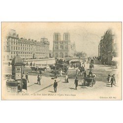 carte postale ancienne PARIS 04. Pont Saint-Michet et Notre-Dame. 2 Timbres 1 centime 1903