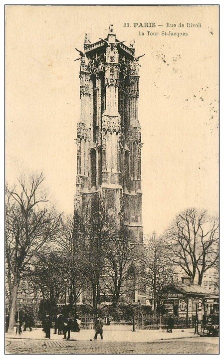 PARIS 04. Tour Saint-Jacques Rue de Rivoli 1927