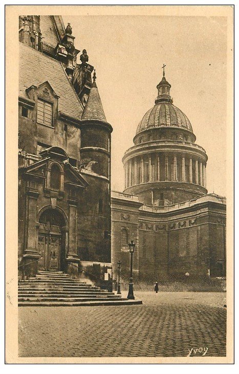carte postale ancienne PARIS 05. Eglise Saint-Etienne-du-Mont Dôme Panthéon 1927
