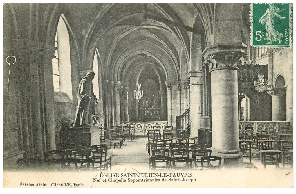 PARIS 05. Nef Clos Saint-Julien-le-Pauvre 1908