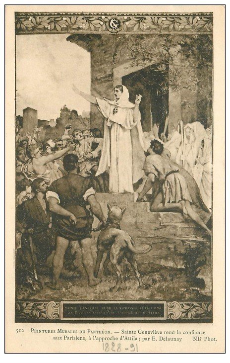 PARIS 05. Peintures Panthéon Sainte-Geneviève approche d'Attila