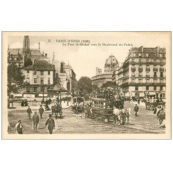 PARIS 05. Pont Saint-Michel Hippomobiles à Impériales Boulevard du Palais