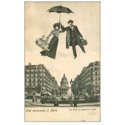 PARIS 05. Quartier Latin. Carte montage surréaliste 1904