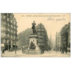 carte postale ancienne PARIS 05. Statue Dolet Place Maubert 1932