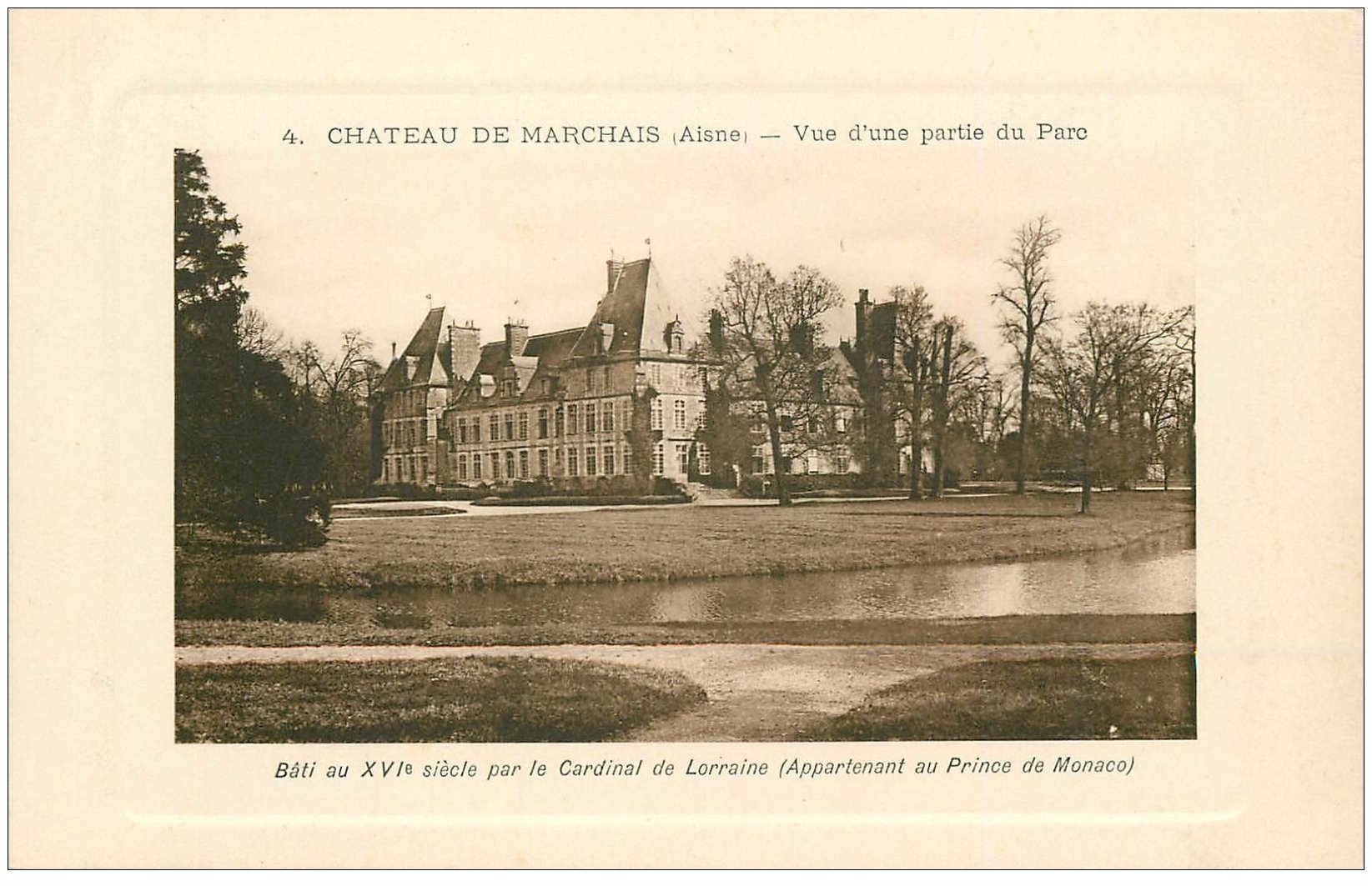 carte postale ancienne 02 CHATEAU DE MARCHAIS. Le Parc