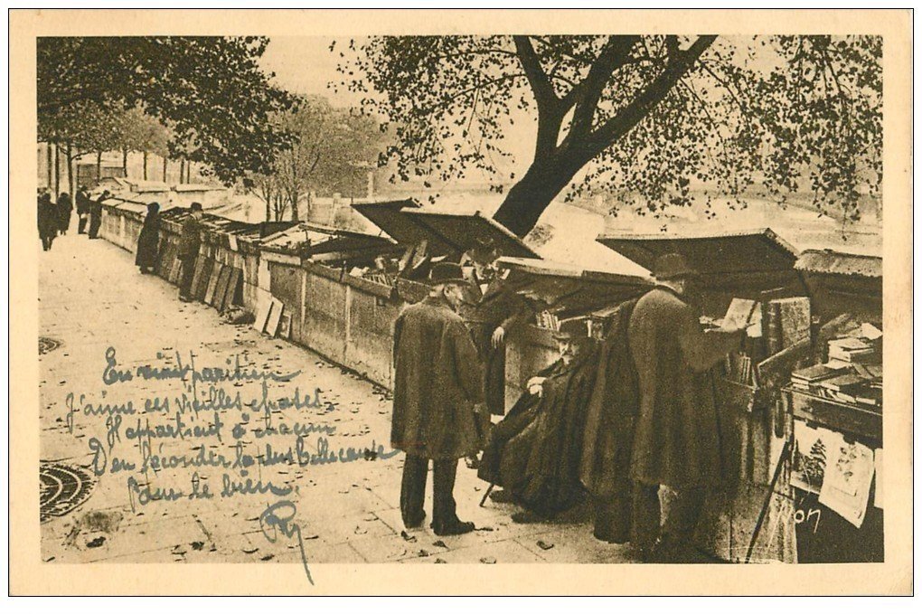 PARIS 06. Old Book sellers on the Quai Malaquais 1937 les Bouquinistes