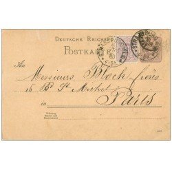 carte postale entier PARIS 06. Rare Carte correspondance 1888 pour Bloch de Strasbourg à Paris
