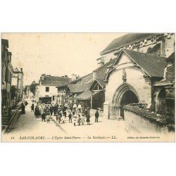 carte postale ancienne 10 BAR-SUR-AUBE. Eglise Saint-Pierre Basilique. Tampon du Vaguemestre