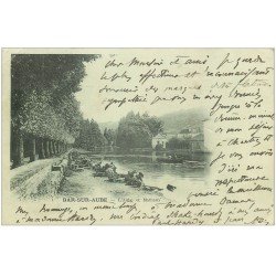 carte postale ancienne 10 BAR-SUR-AUBE. L'Aube et Mathaux 1902. Lavandières et Laveuses