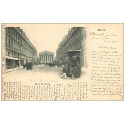 carte postale ancienne PARIS 08. 1900 Hippomobile à Impériale Rue Royale. Timbres 5 Centimes 1900