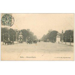 PARIS 08. Avenue des Champs-Elysées Hippomobile à Impériale 1906