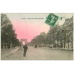 PARIS 08. Avenue des Champs-Elysées le matin 1913