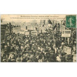 carte postale ancienne 10 BAR-SUR-AUBE. Manifestations Viticoles. Vignerons manifestants 1911