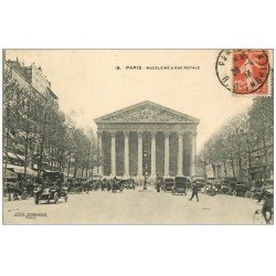 PARIS 08. La Madeleine Rue Royale 1913 avec vieux Taxis