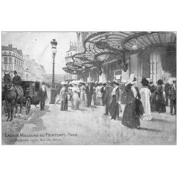 carte postale ancienne PARIS 09. Grands Magasins du Printemps rue du Hâvre