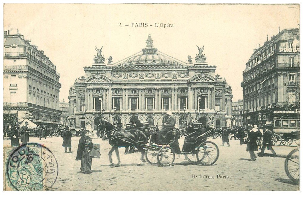 PARIS 09. L'Opéra et Attelage 1906